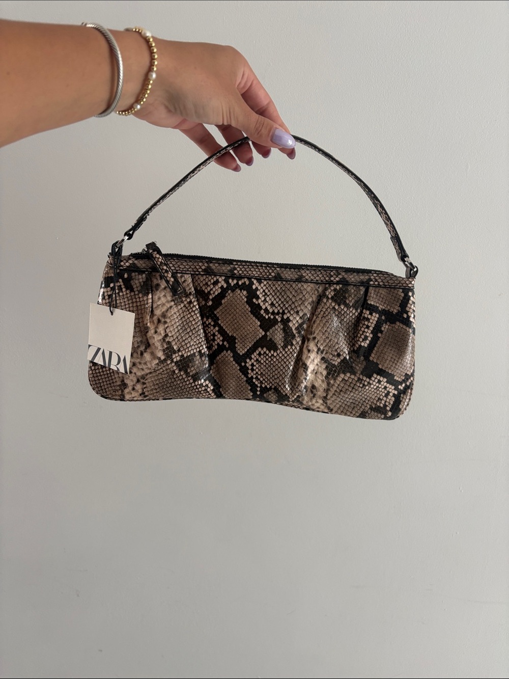 Zara Beige and Black Snake Print Mini Bag - Picture 4 of 10